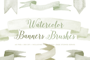 Elevate Your Designs with Sage Green Watercolor Brushes and Banners