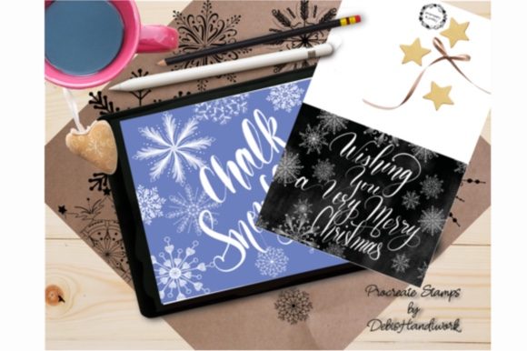 Elevate Your Winter Designs with Hand-Drawn Chalk Snowflakes for Procreate
