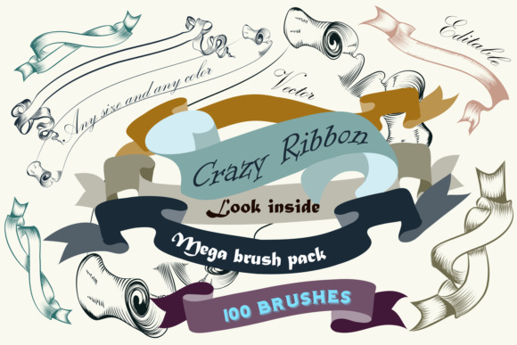 Elevating Digital Design with a Comprehensive Pack of Ribbon Brushes
