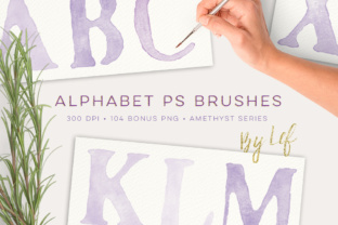 Integrating Alphabet Photoshop Brushes and Bonus Graphics in Purple and Lilac into Professional Design Workflows